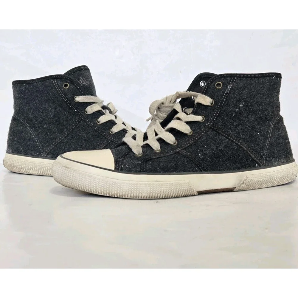Polo Ralph Lauren Shoes Mens Size 10B‎ Grey January II High Top Leather Sneakers
